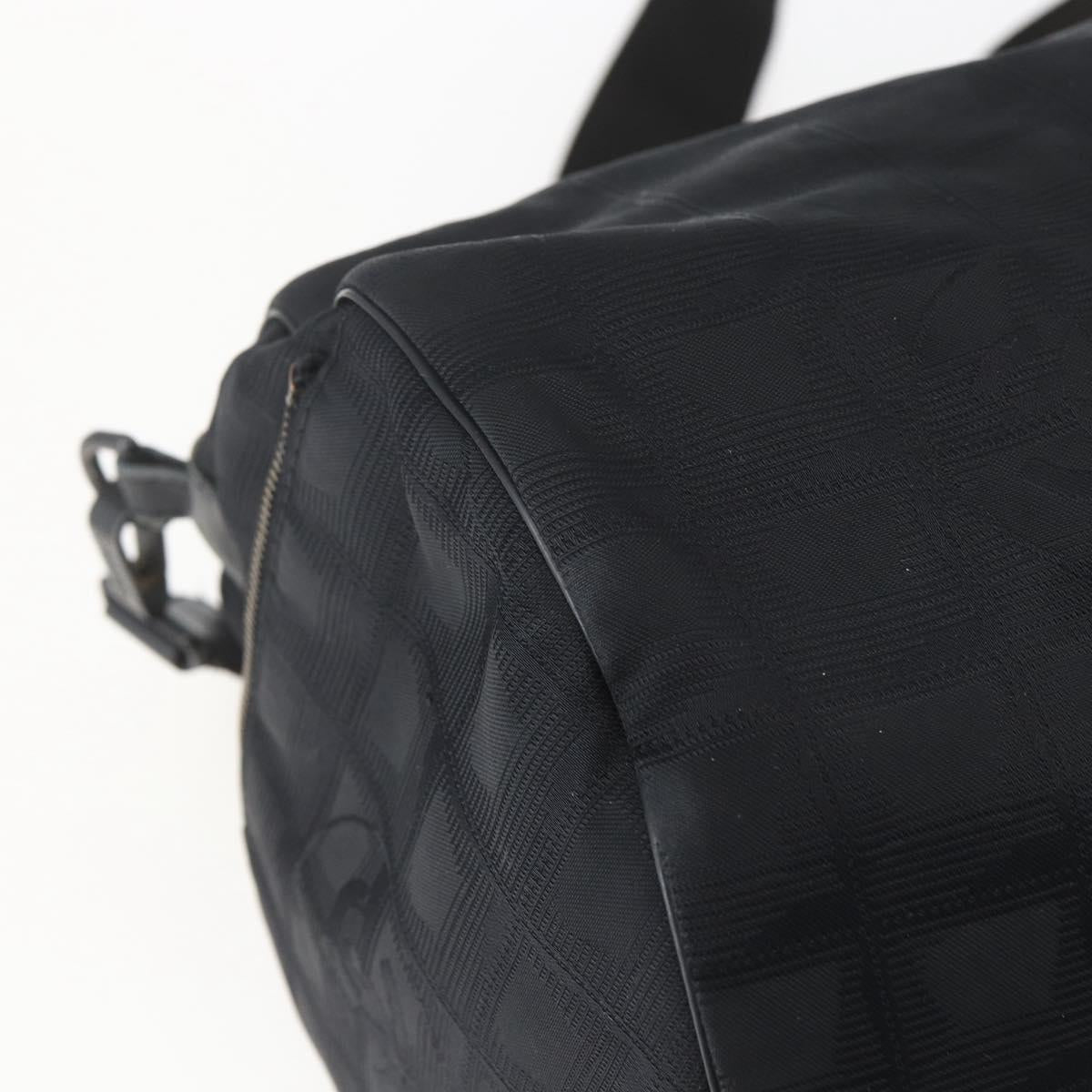 CHANEL New Travel Line Boston Bag Nylon Black CC Auth BA9803