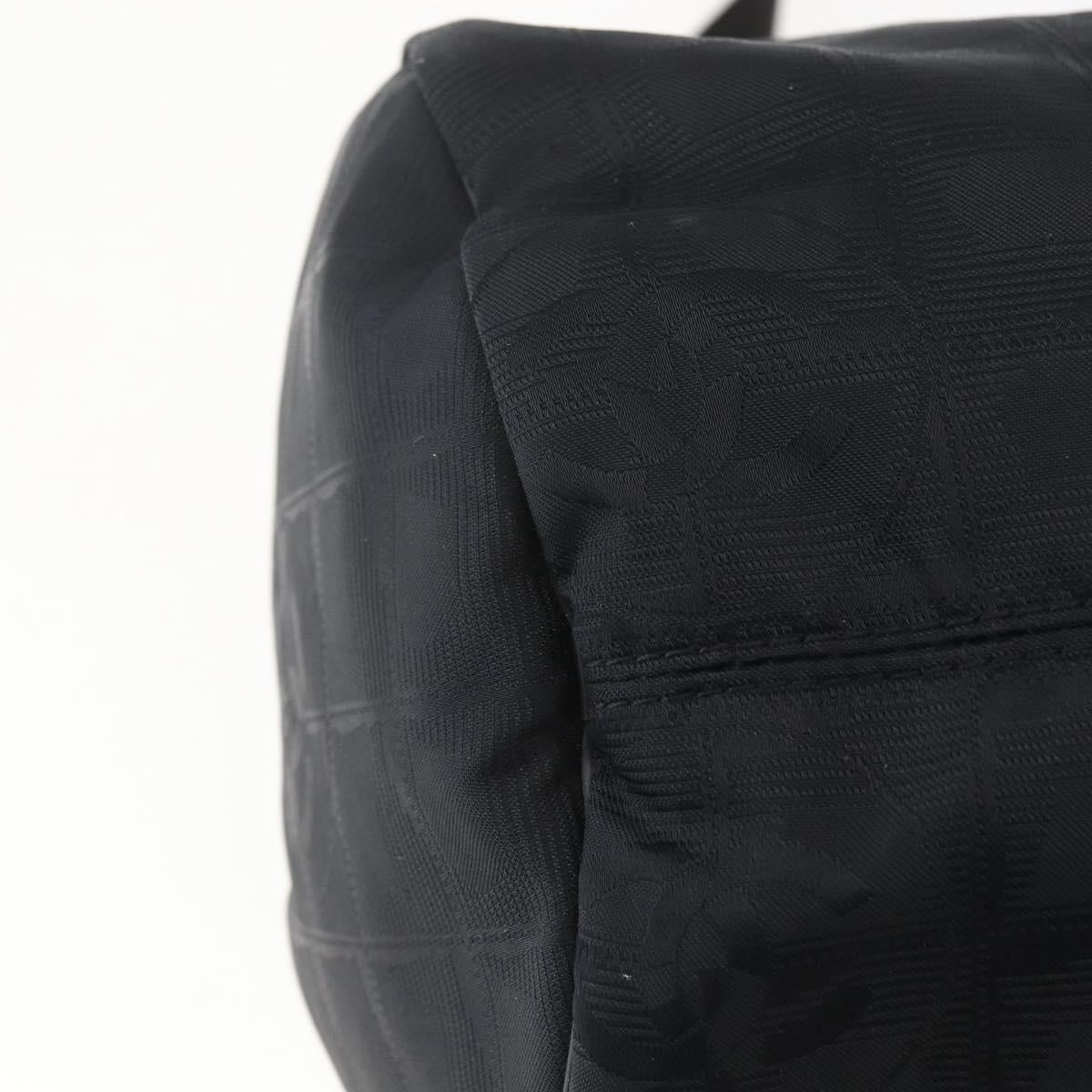 CHANEL New Travel Line Boston Bag Nylon Black CC Auth BA9803