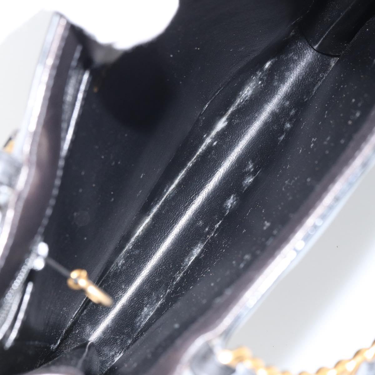 CHANEL Matelasse Hand Bag Patent leather Black Gold CC Auth BA9804
