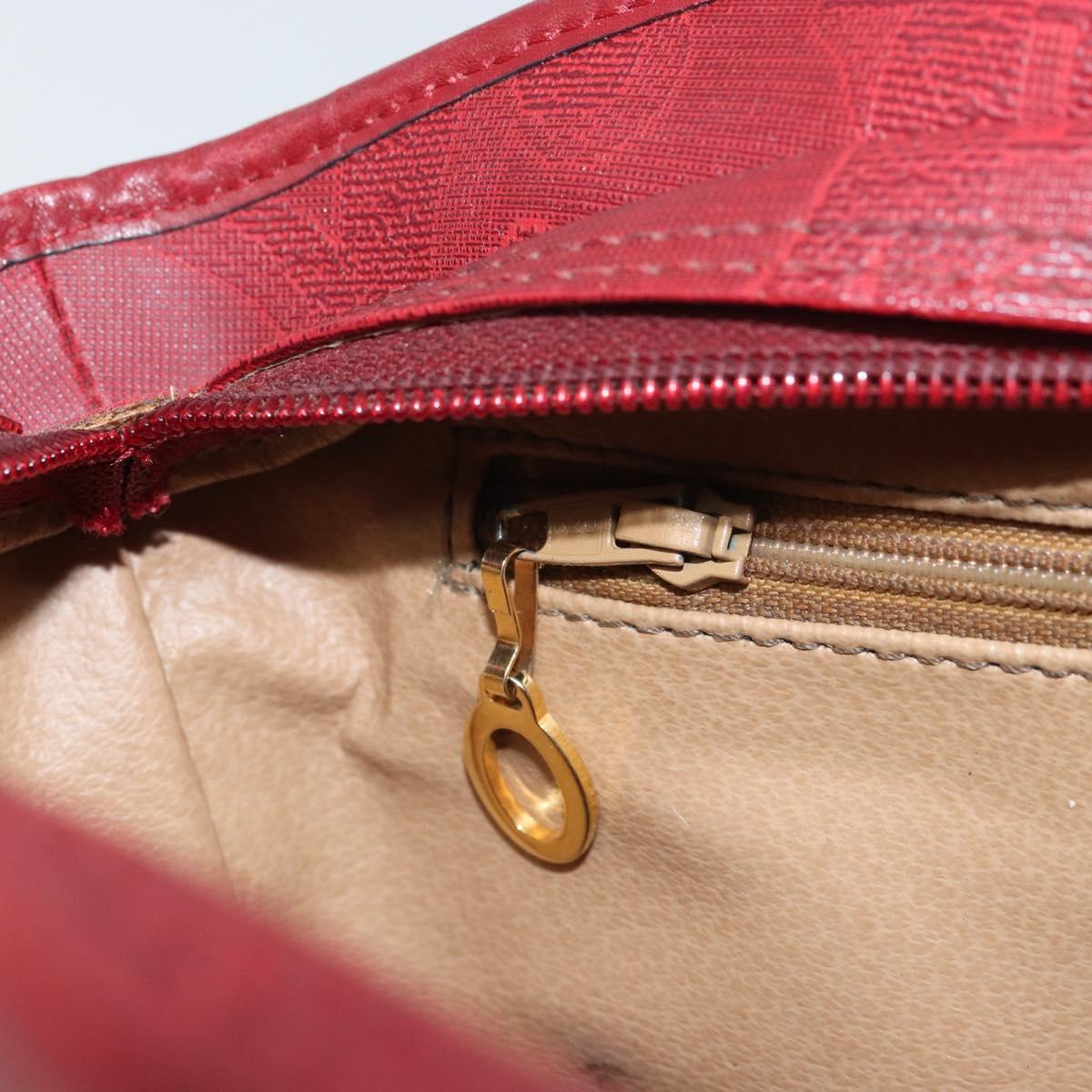 Christian Dior Trotter Canvas Shoulder Bag PVC Red Gold Auth BA9806