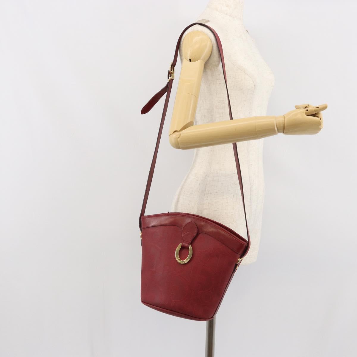 Christian Dior Trotter Canvas Shoulder Bag PVC Red Gold Auth BA9806