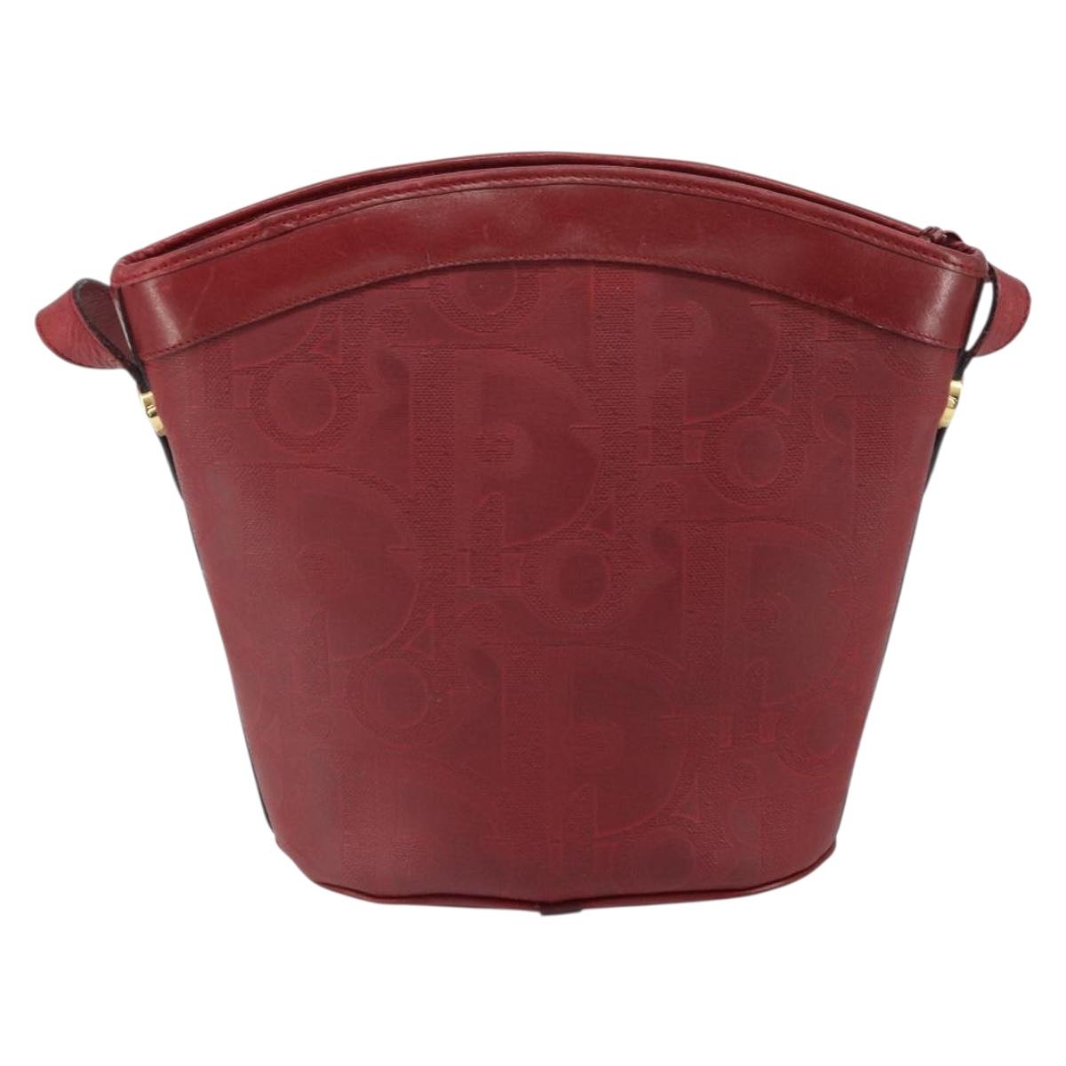 Christian Dior Trotter Canvas Shoulder Bag PVC Red Gold Auth BA9806