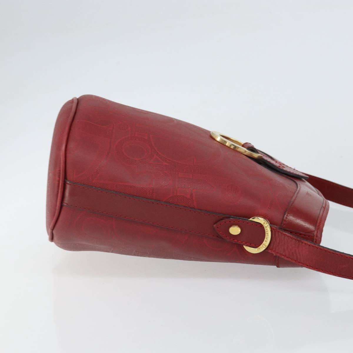 Christian Dior Trotter Canvas Shoulder Bag PVC Red Gold Auth BA9806