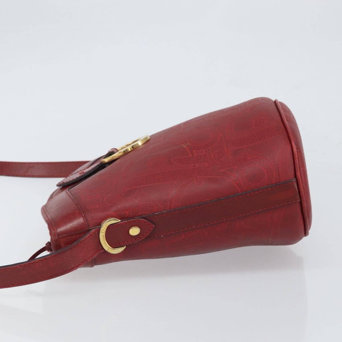 Christian Dior Trotter Canvas Shoulder Bag PVC Red Gold Auth BA9806