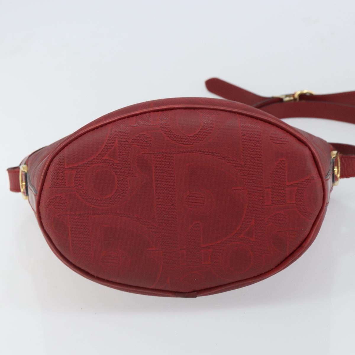 Christian Dior Trotter Canvas Shoulder Bag PVC Red Gold Auth BA9806