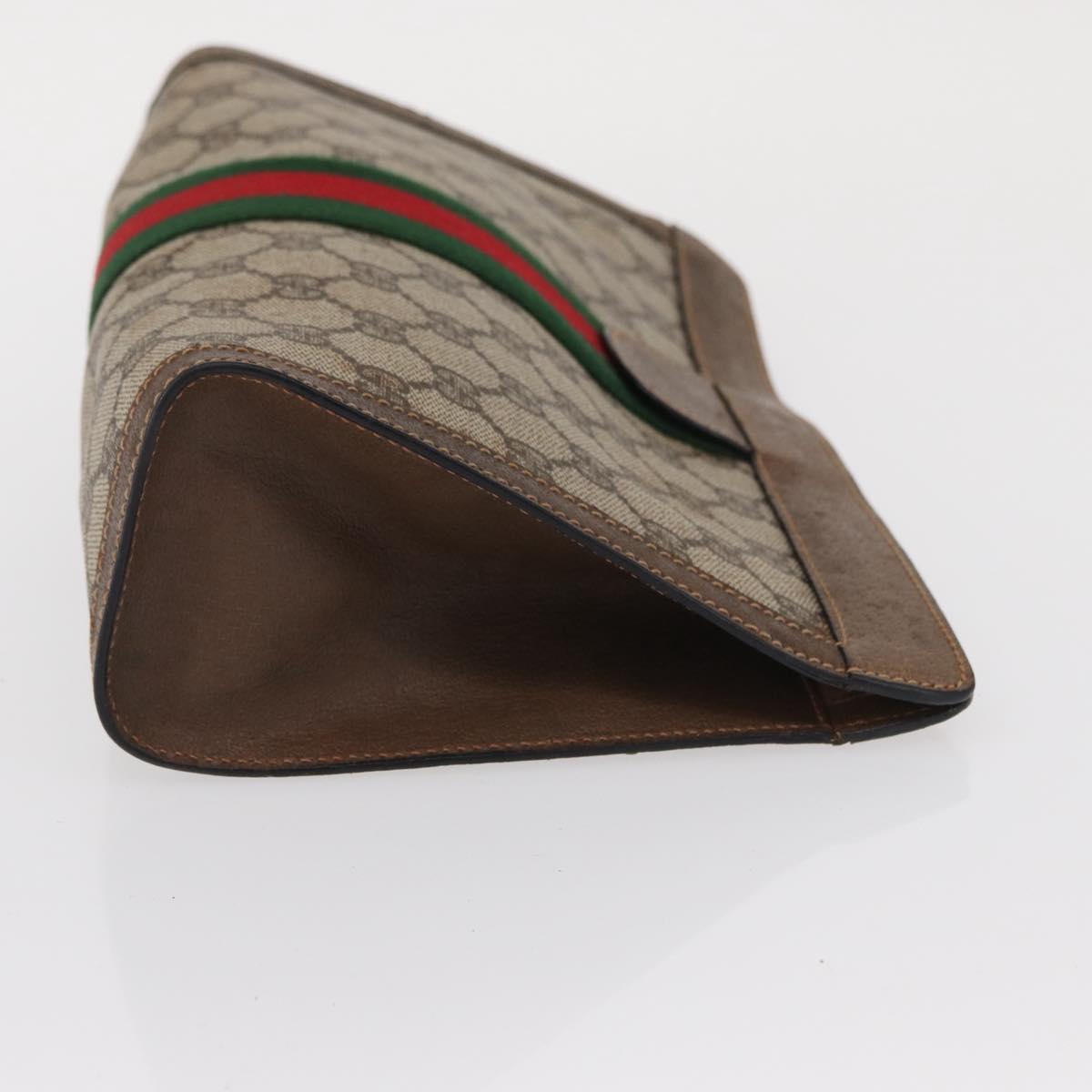 GUCCI GG Supreme Web Sherry Line Clutch Bag PVC Beige 89 01 002 Auth BA9822