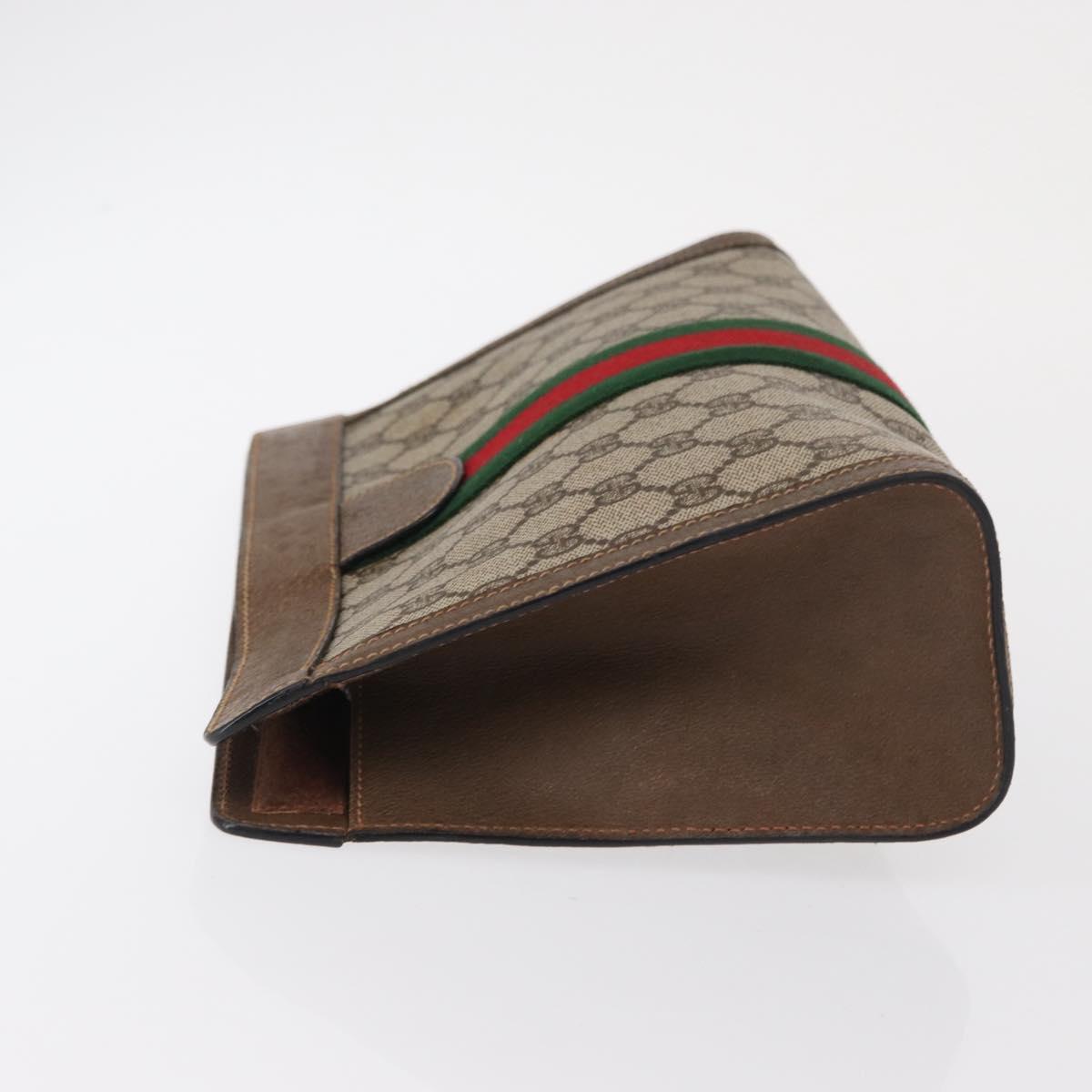 GUCCI GG Supreme Web Sherry Line Clutch Bag PVC Beige 89 01 002 Auth BA9822
