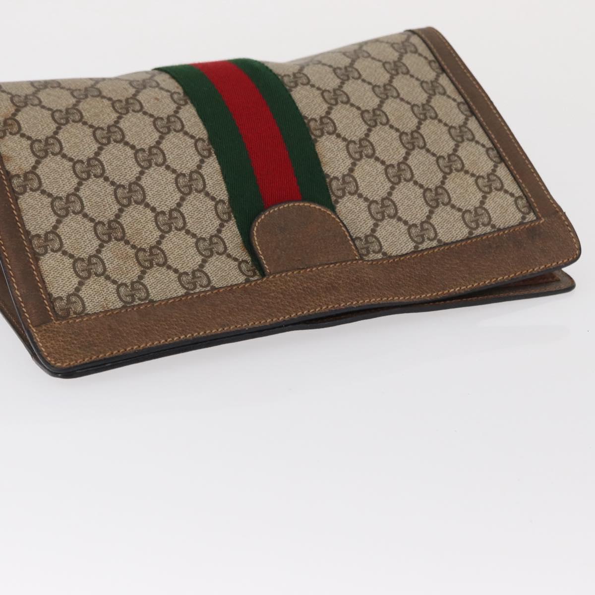 GUCCI GG Supreme Web Sherry Line Clutch Bag PVC Beige 89 01 002 Auth BA9822