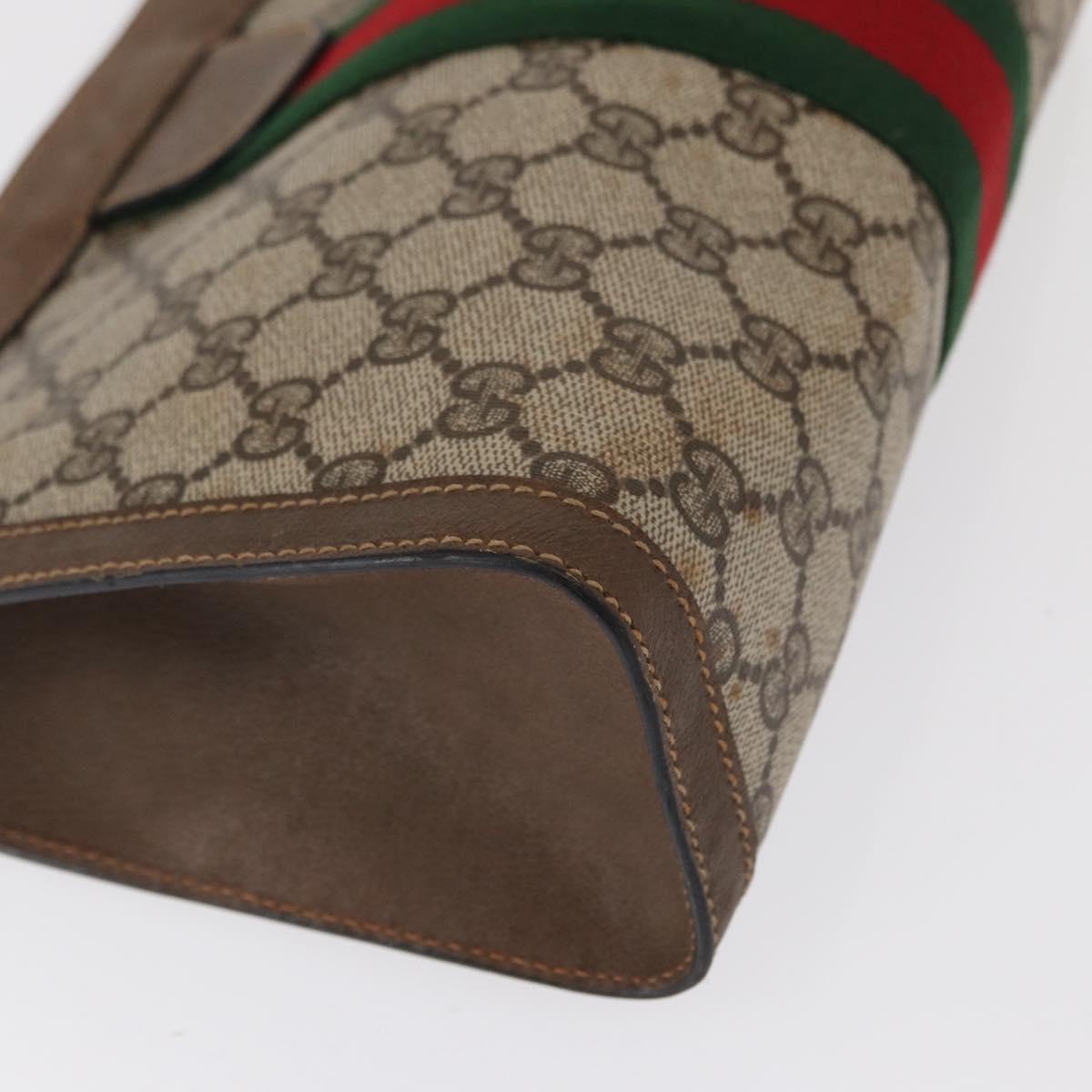 GUCCI GG Supreme Web Sherry Line Clutch Bag PVC Beige 89 01 002 Auth BA9822