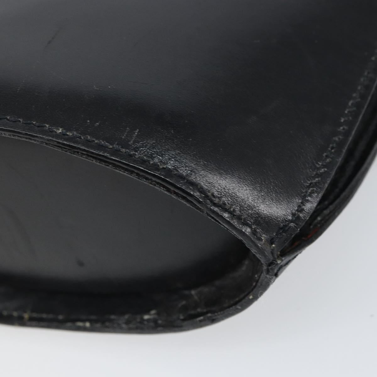 CELINE Shoulder Bag Leather Black Gold Auth BA9825