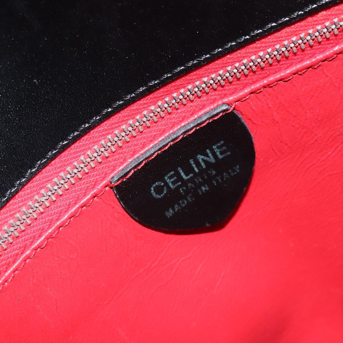 CELINE Shoulder Bag Leather Black Gold Auth BA9825