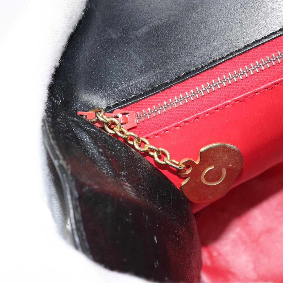 CELINE Shoulder Bag Leather Black Gold Auth BA9825