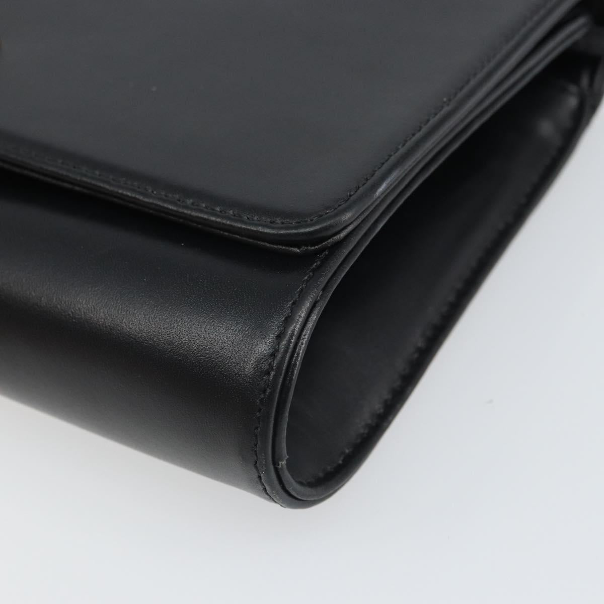 GIVENCHY Shoulder Bag Leather Black Gold Auth BA9827