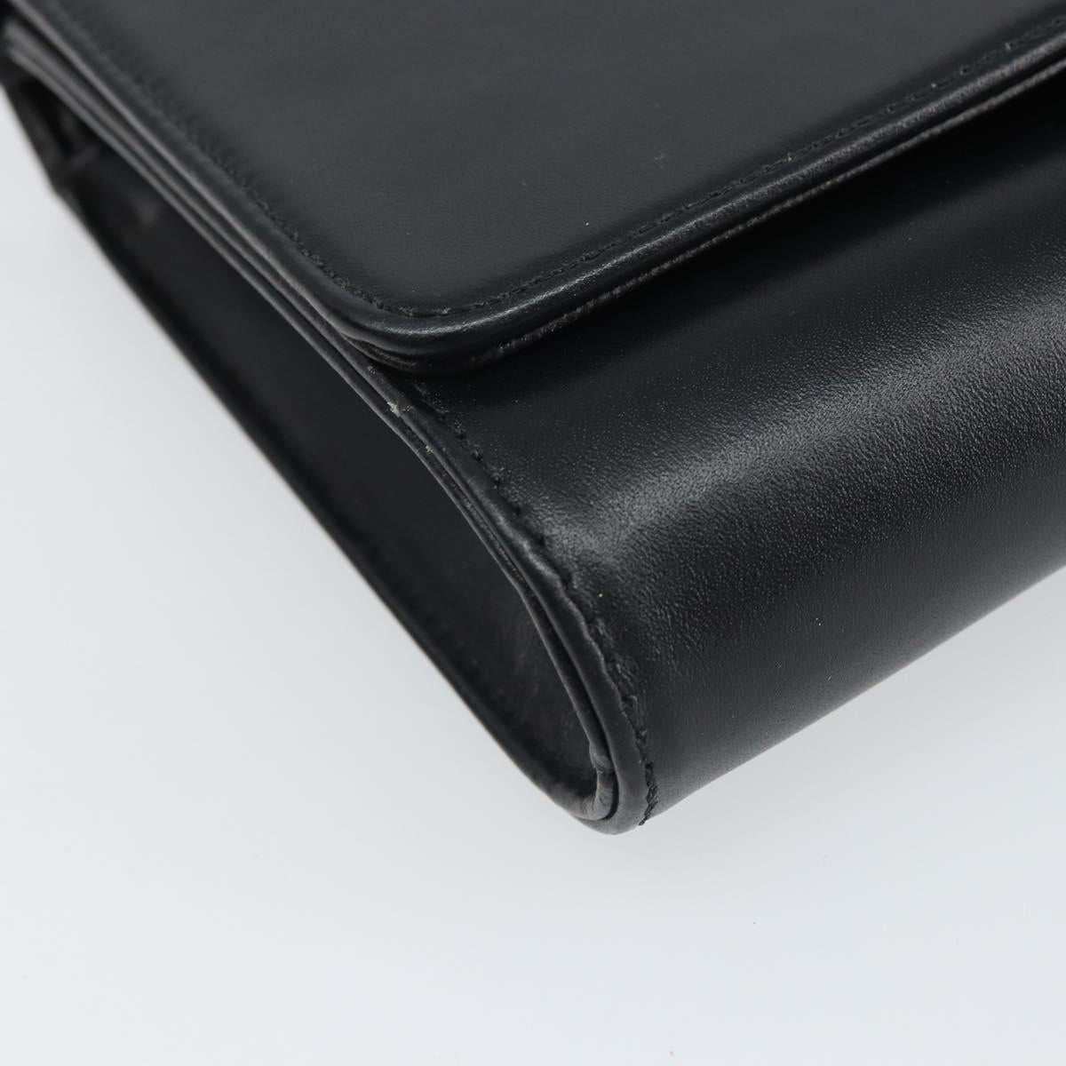 GIVENCHY Shoulder Bag Leather Black Gold Auth BA9827