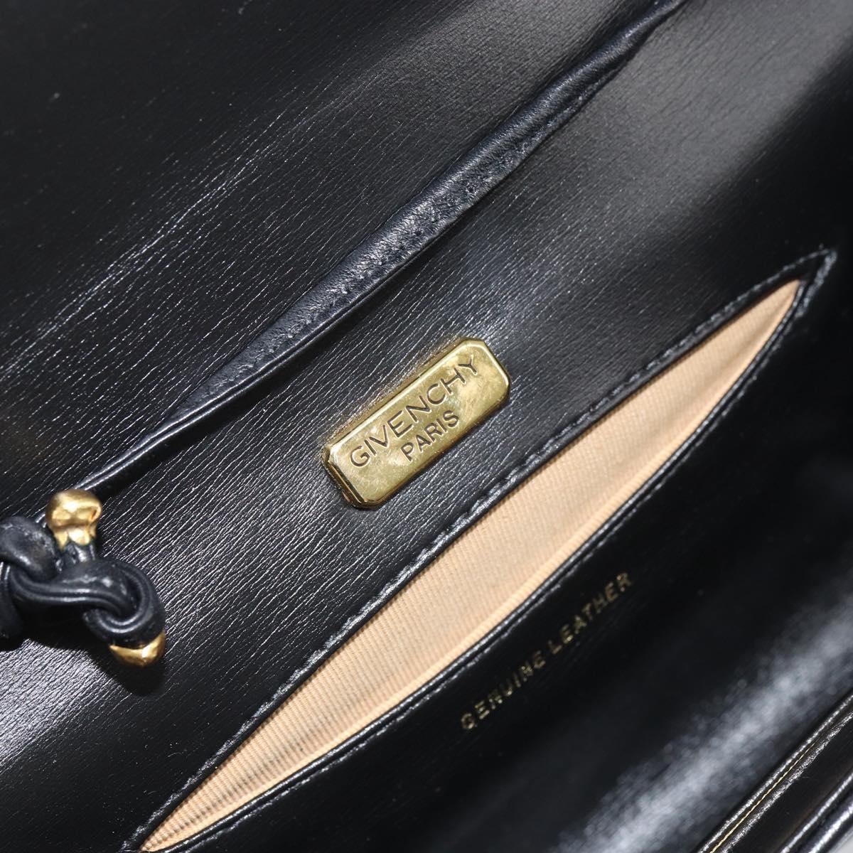 GIVENCHY Shoulder Bag Leather Black Gold Auth BA9827
