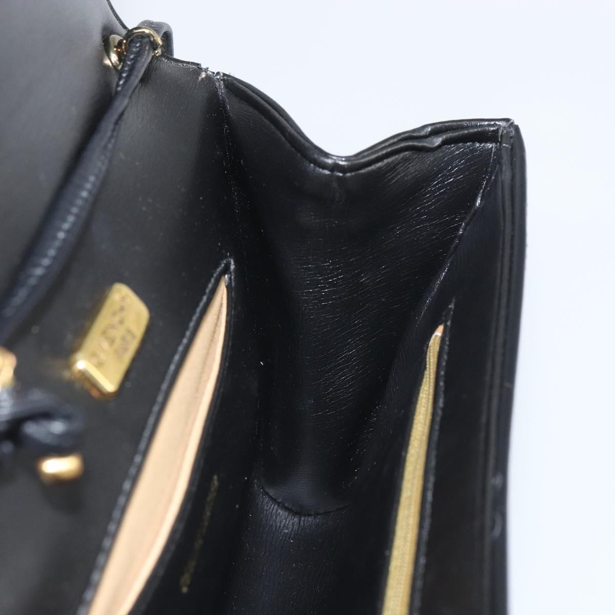 GIVENCHY Shoulder Bag Leather Black Gold Auth BA9827