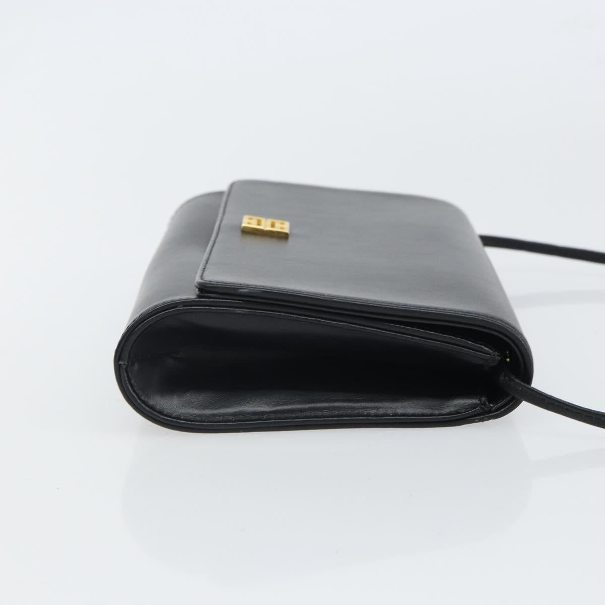 GIVENCHY Shoulder Bag Leather Black Gold Auth BA9827