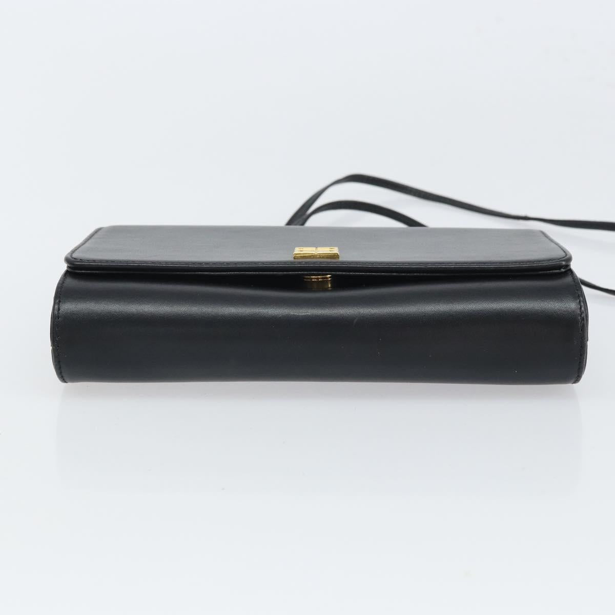 GIVENCHY Shoulder Bag Leather Black Gold Auth BA9827