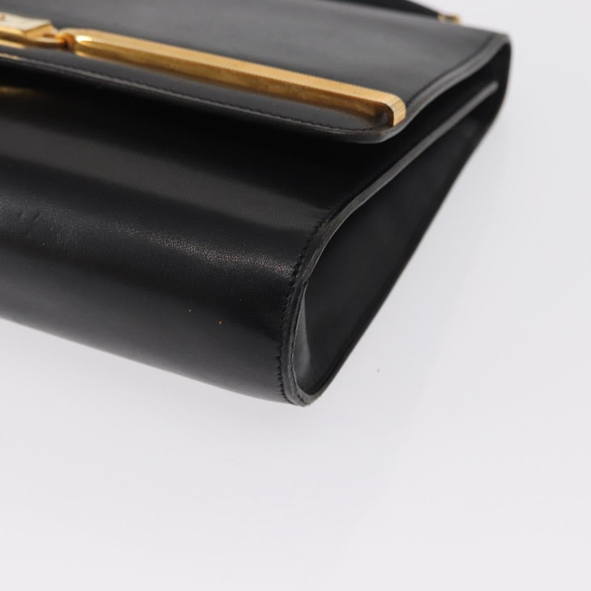 Christian Dior Shoulder Bag Leather Black Gold Auth BA9830