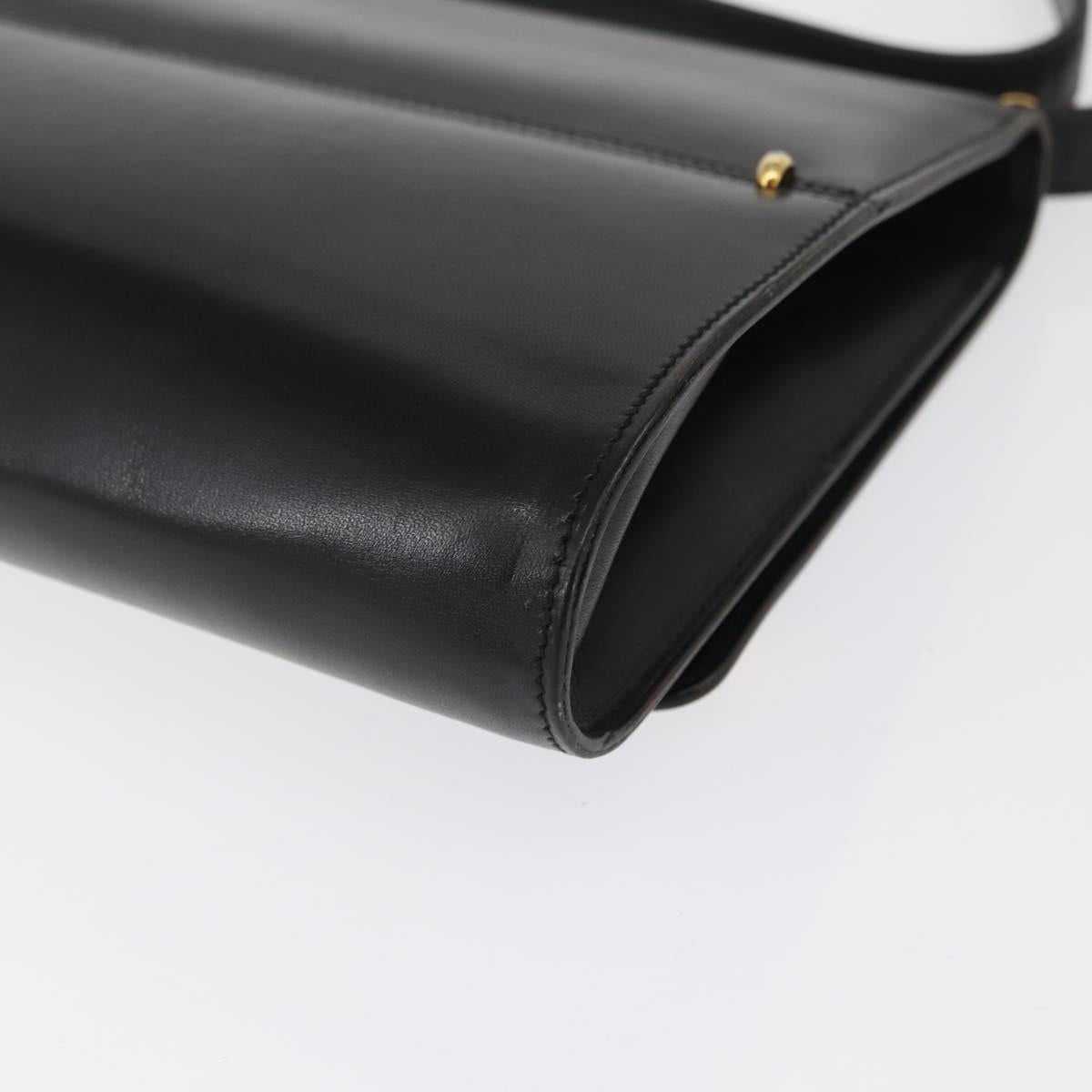 Christian Dior Shoulder Bag Leather Black Gold Auth BA9830