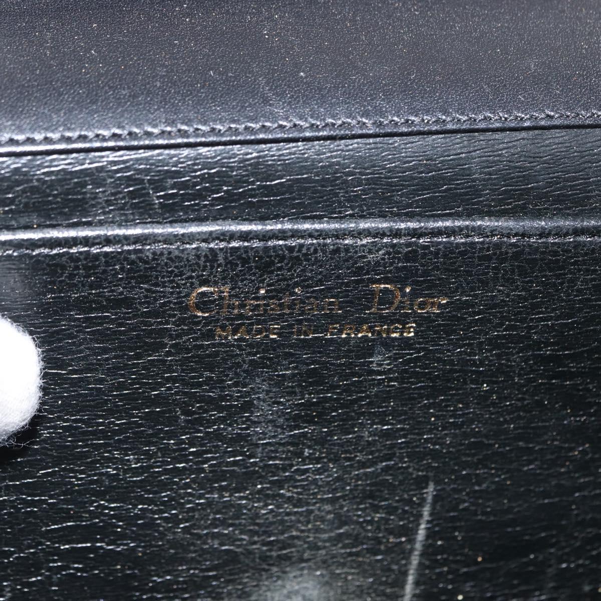 Christian Dior Shoulder Bag Leather Black Gold Auth BA9830