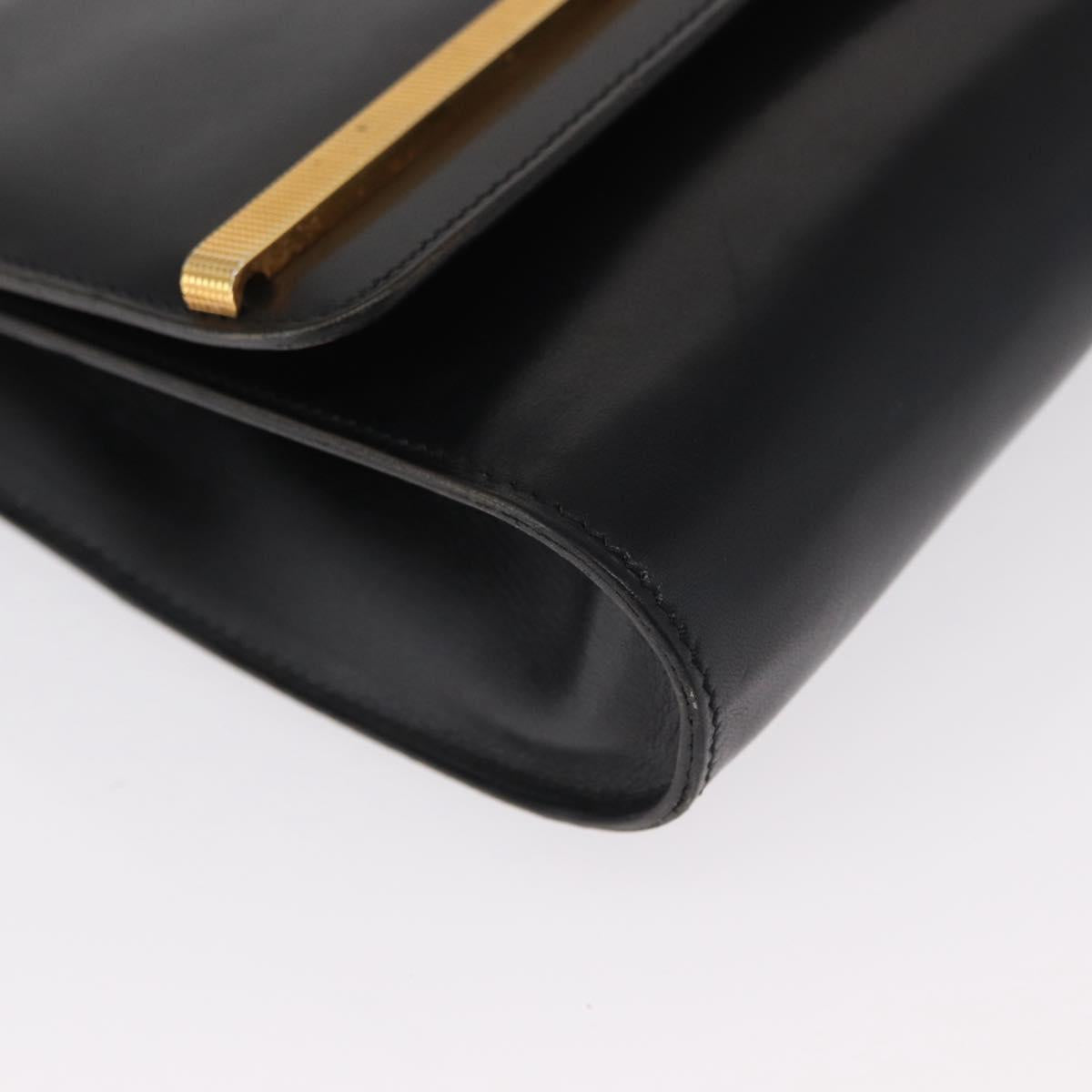 Christian Dior Shoulder Bag Leather Black Gold Auth BA9830