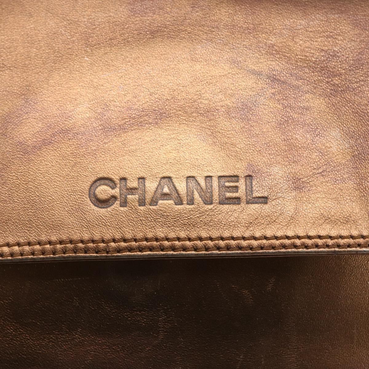 CHANEL Shoulder Bag Leather Brown CC Auth BA9834