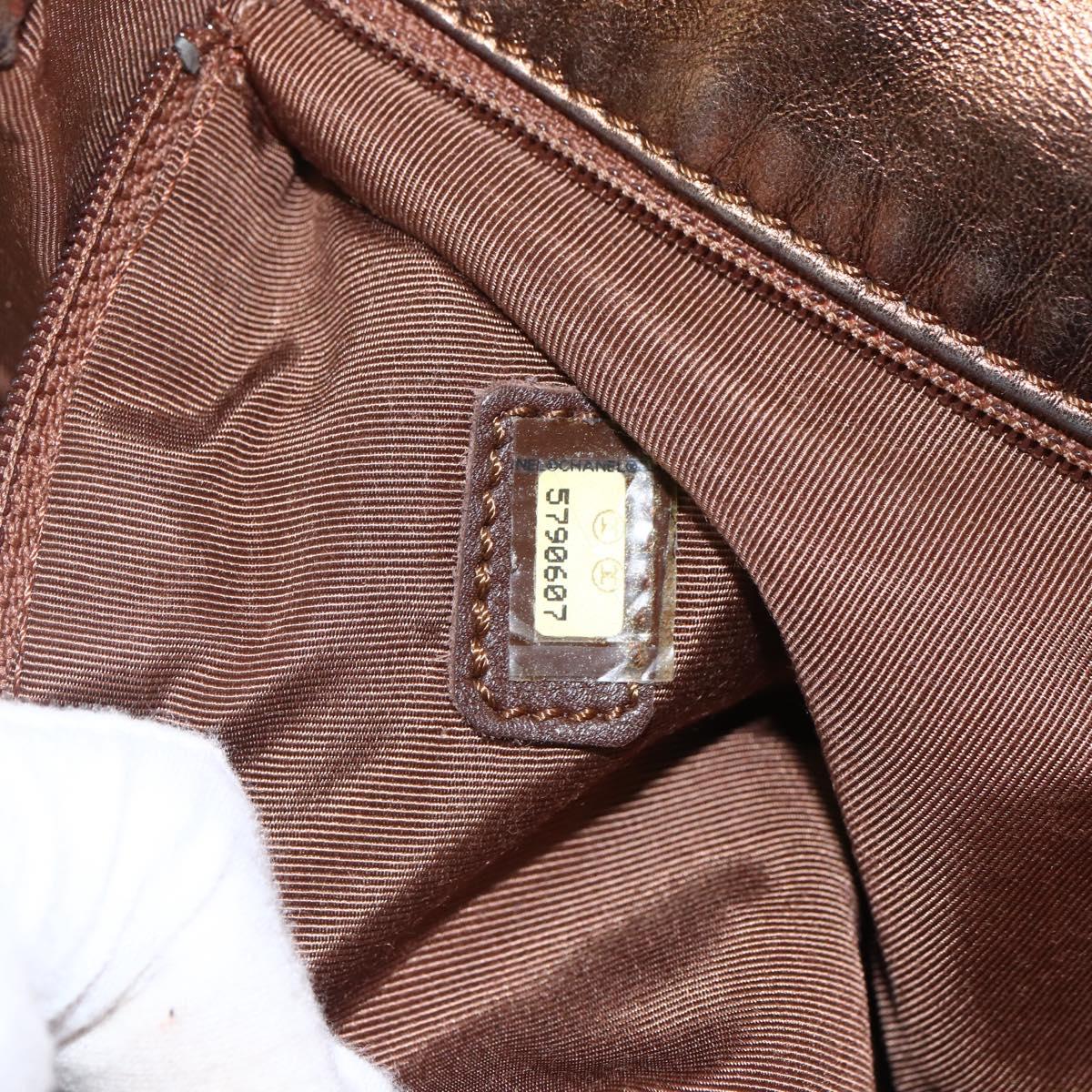 CHANEL Shoulder Bag Leather Brown CC Auth BA9834