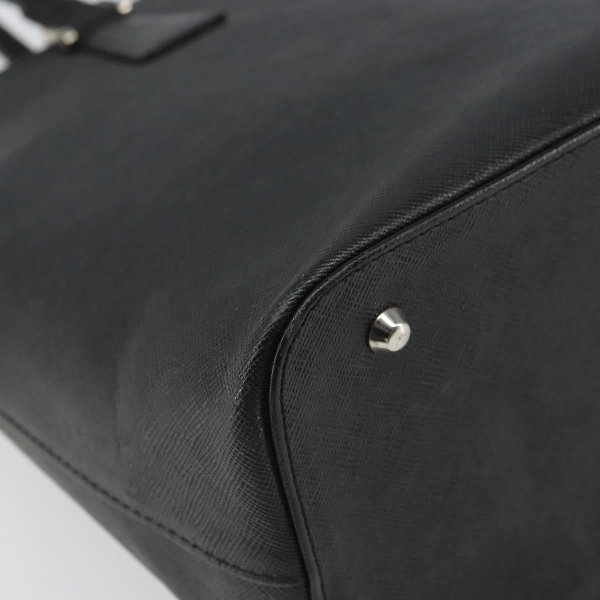 BURBERRY Tote Bag Leather Black Silver Auth BA9837