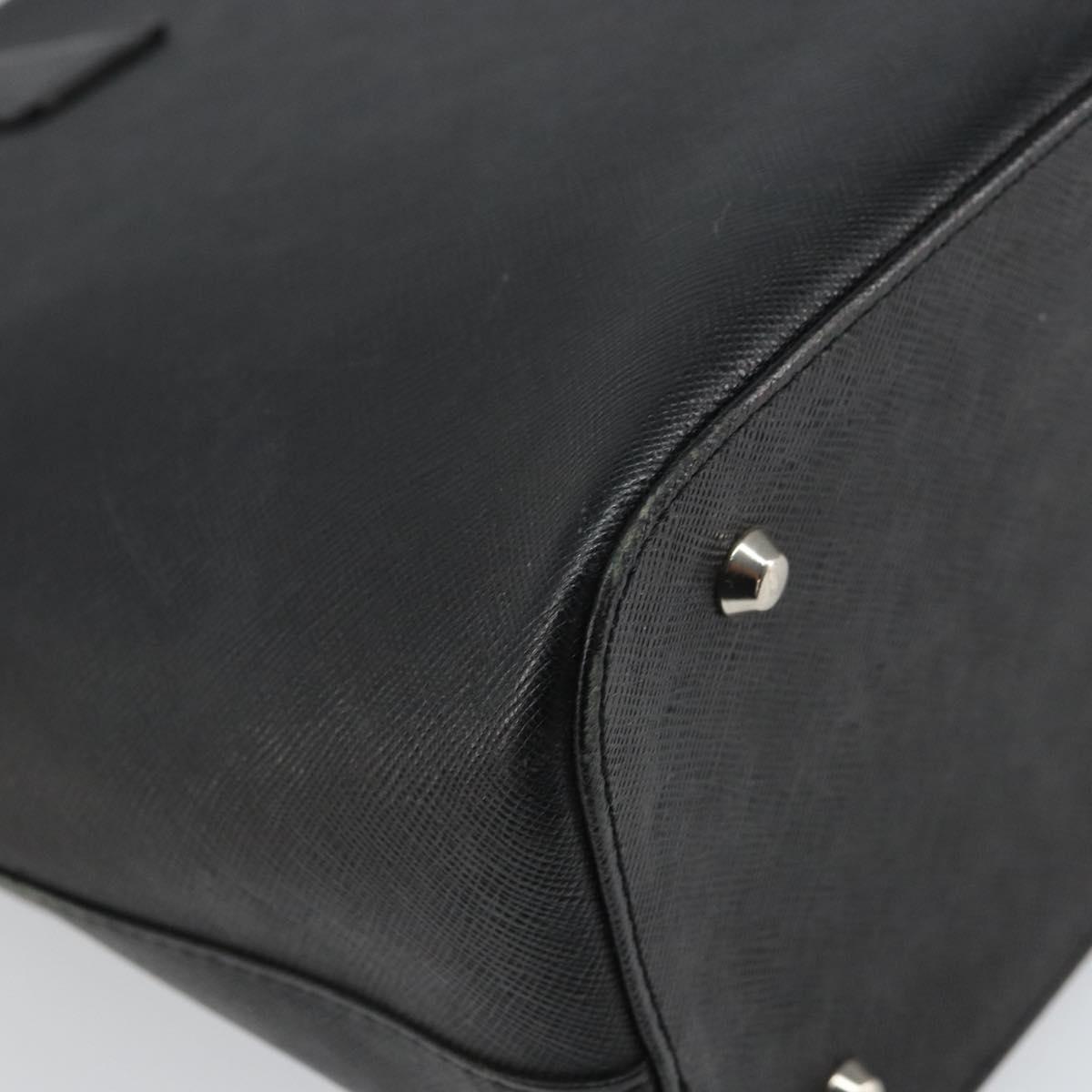 BURBERRY Tote Bag Leather Black Silver Auth BA9837