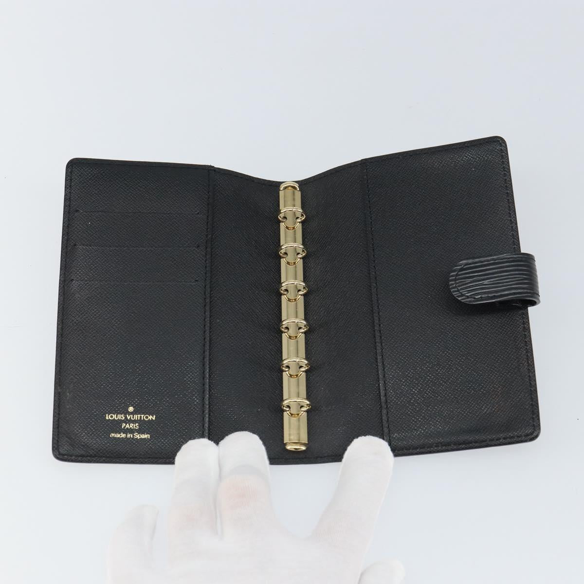 LOUIS VUITTON Epi Agenda PM Day Planner Cover Black R20092 LV Auth BA9851