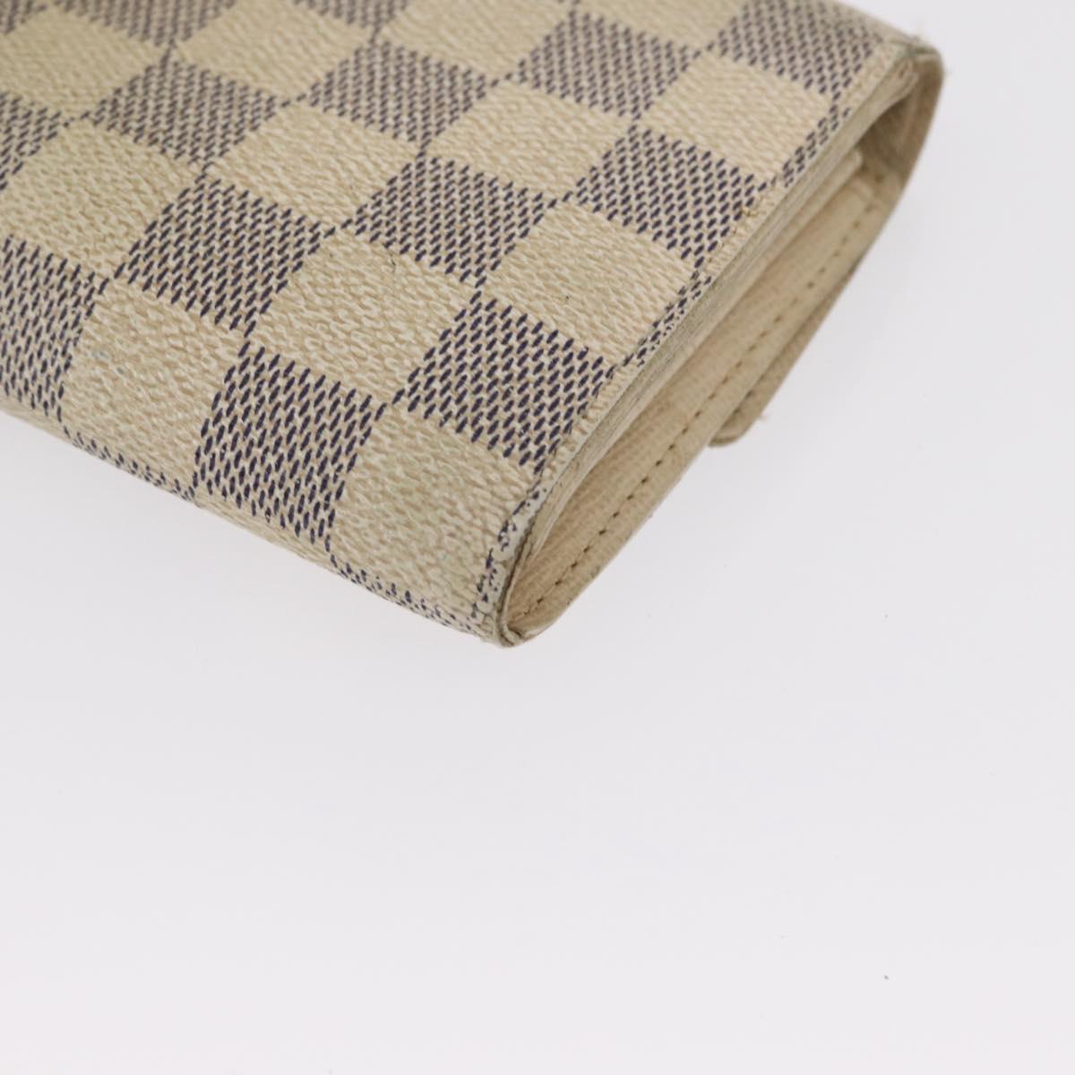LOUIS VUITTON Damier Azur Portefeuille Sarah Long Wallet N61735 LV Auth BA9855