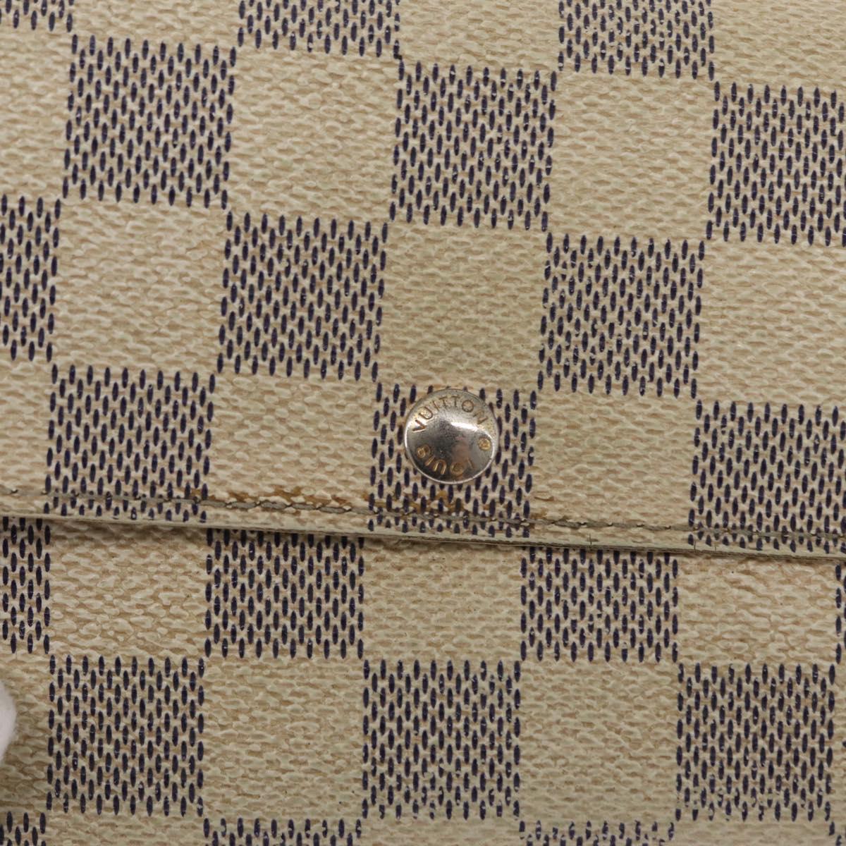 LOUIS VUITTON Damier Azur Portefeuille Sarah Long Wallet N61735 LV Auth BA9855