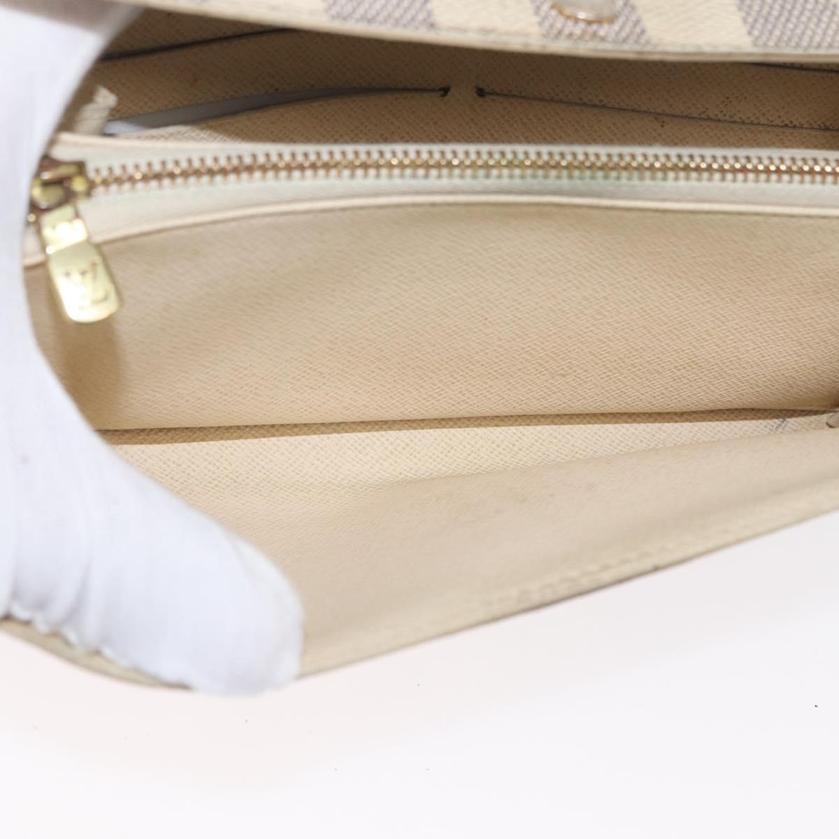 LOUIS VUITTON Damier Azur Portefeuille Sarah Long Wallet N61735 LV Auth BA9855