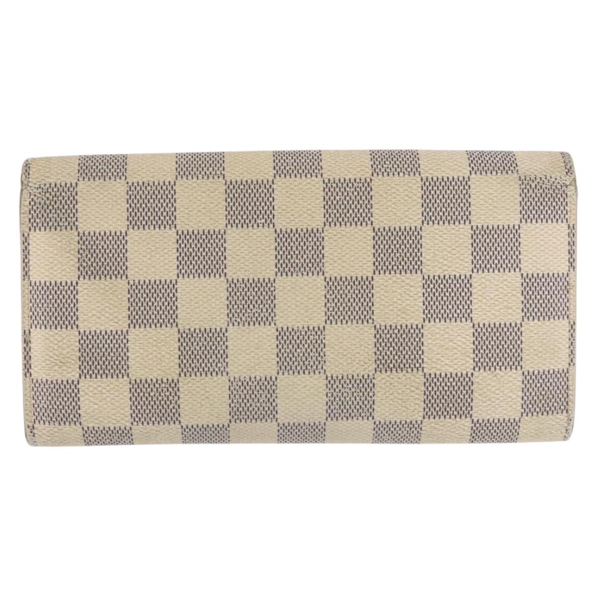 LOUIS VUITTON Damier Azur Portefeuille Sarah Long Wallet N61735 LV Auth BA9855