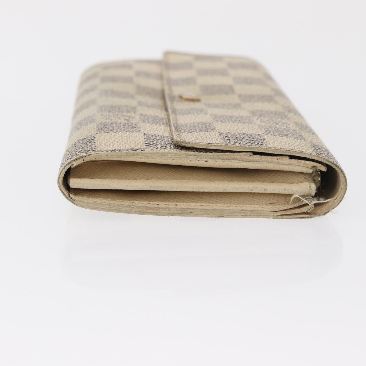 LOUIS VUITTON Damier Azur Portefeuille Sarah Long Wallet N61735 LV Auth BA9855