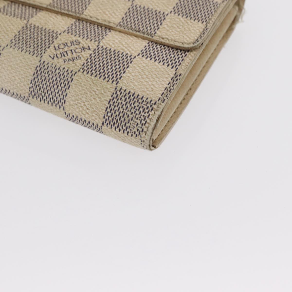 LOUIS VUITTON Damier Azur Portefeuille Sarah Long Wallet N61735 LV Auth BA9855