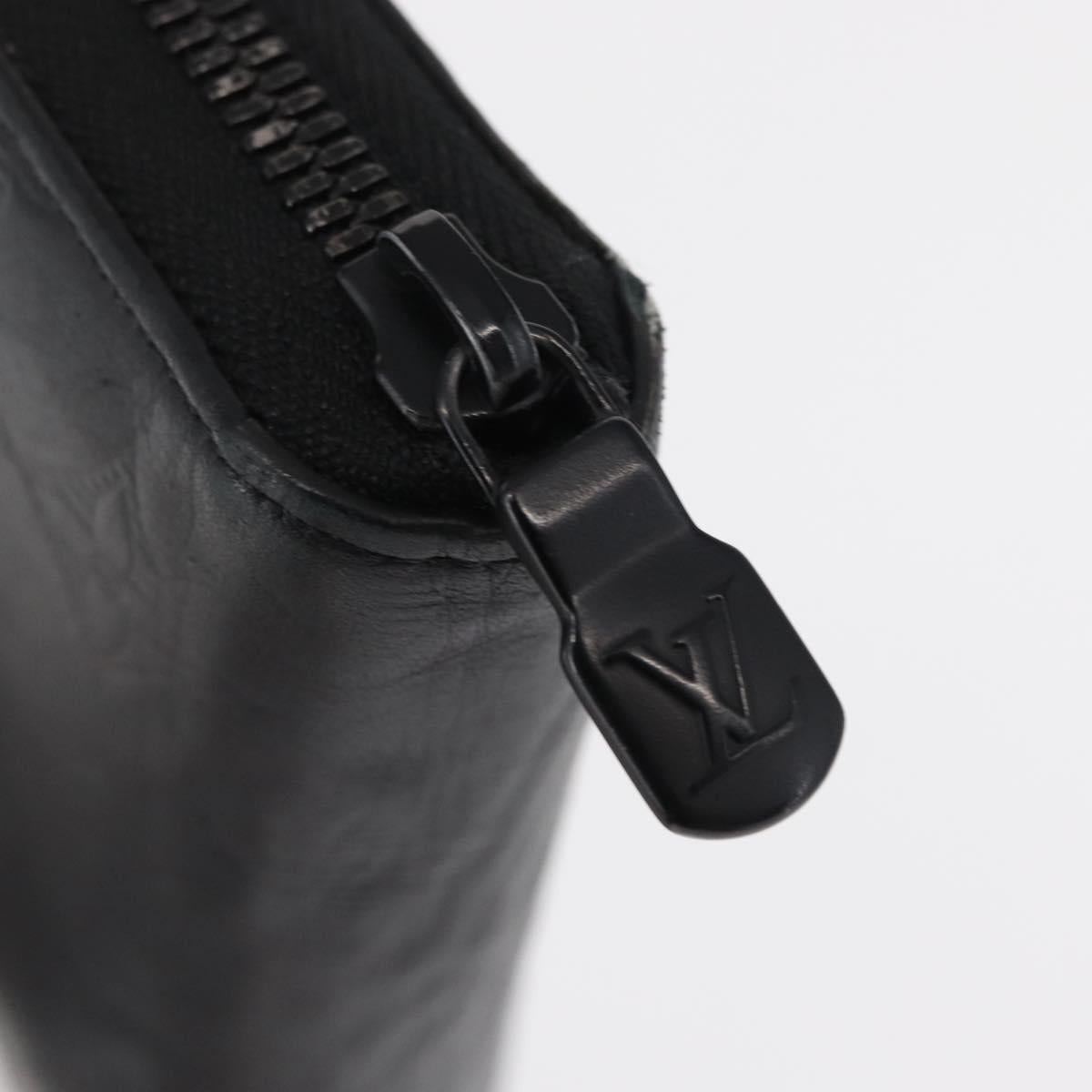 LOUIS VUITTON Monogram Shadow Zippy Wallet Vertical Black M62902 LV Auth BA9856