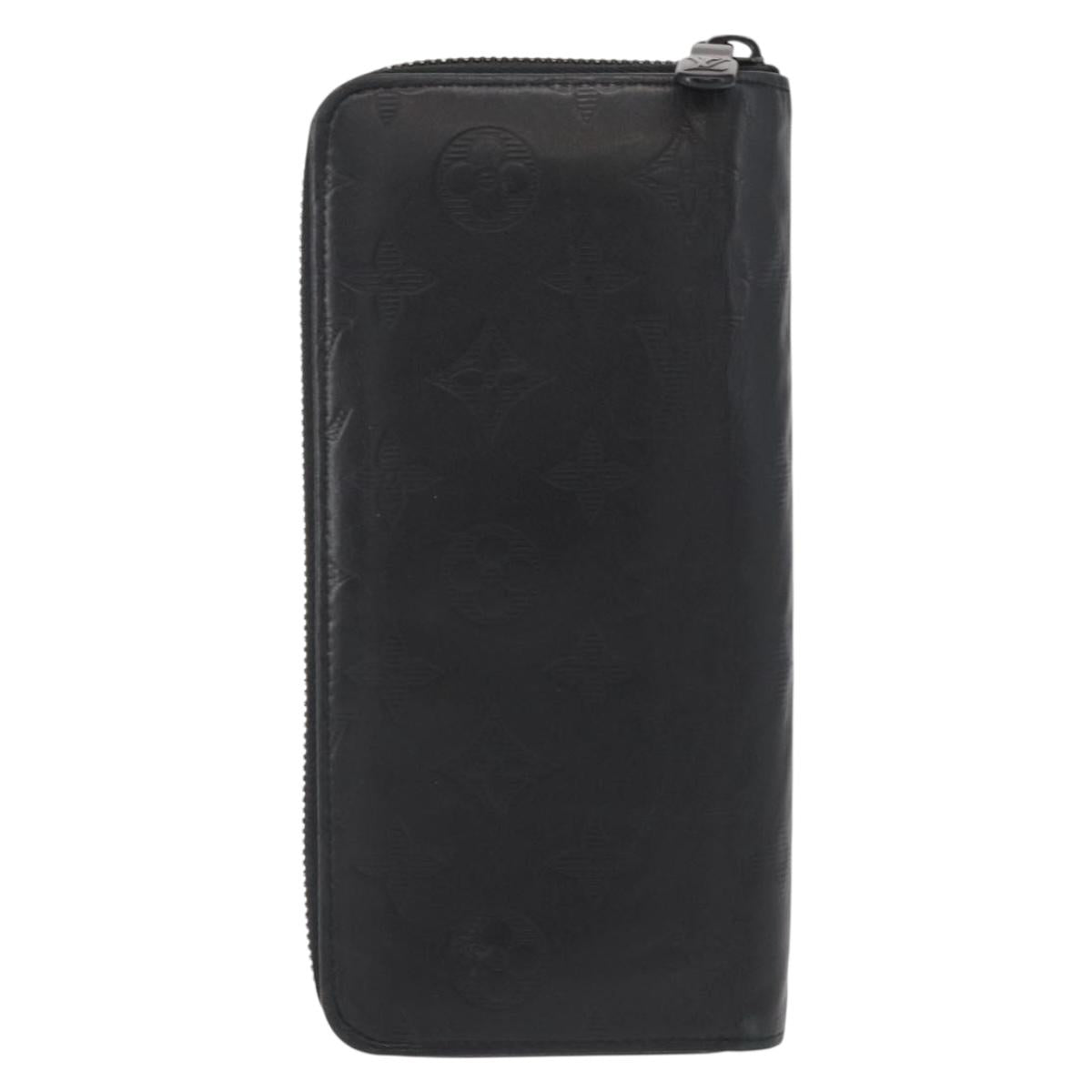 LOUIS VUITTON Monogram Shadow Zippy Wallet Vertical Black M62902 LV Auth BA9856
