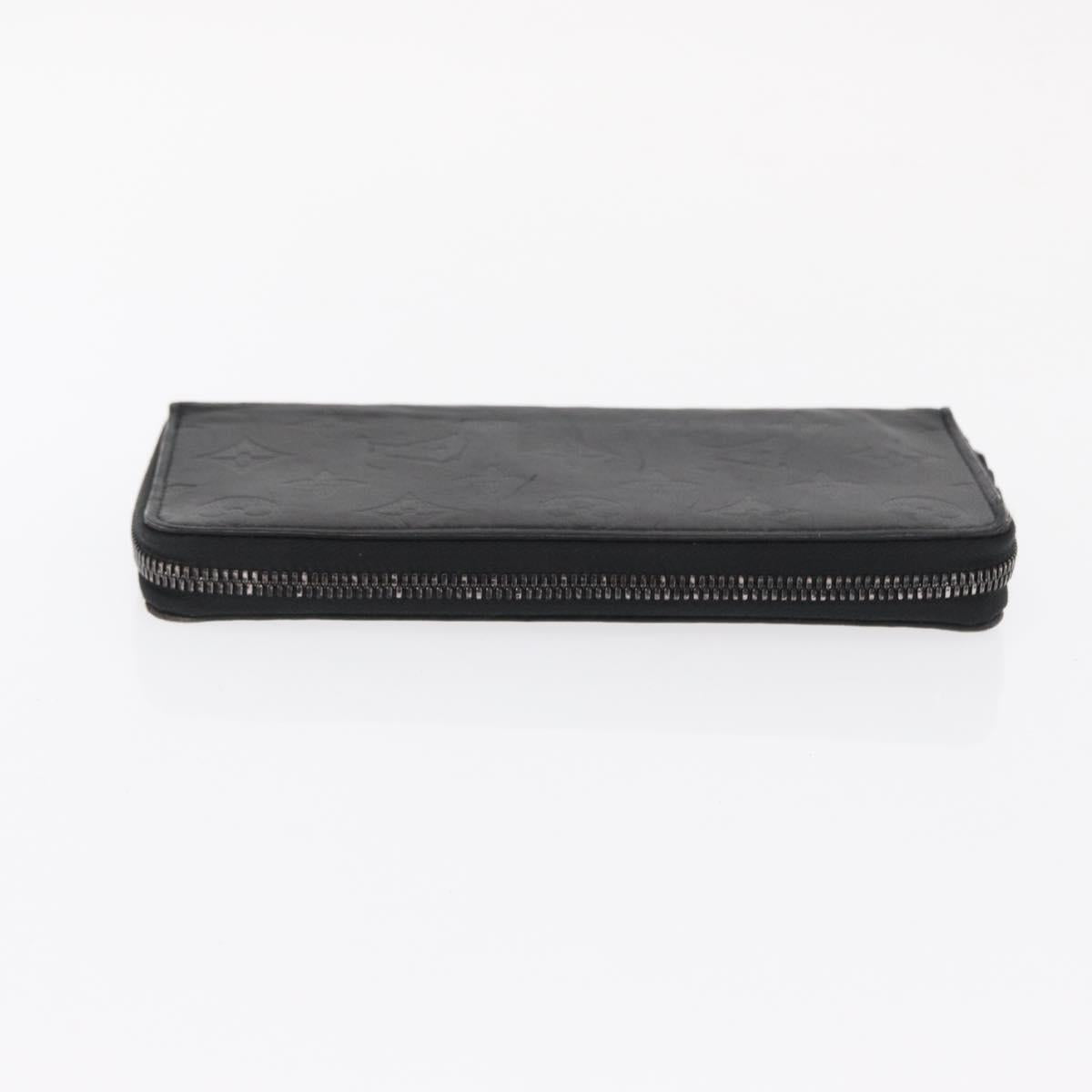 LOUIS VUITTON Monogram Shadow Zippy Wallet Vertical Black M62902 LV Auth BA9856