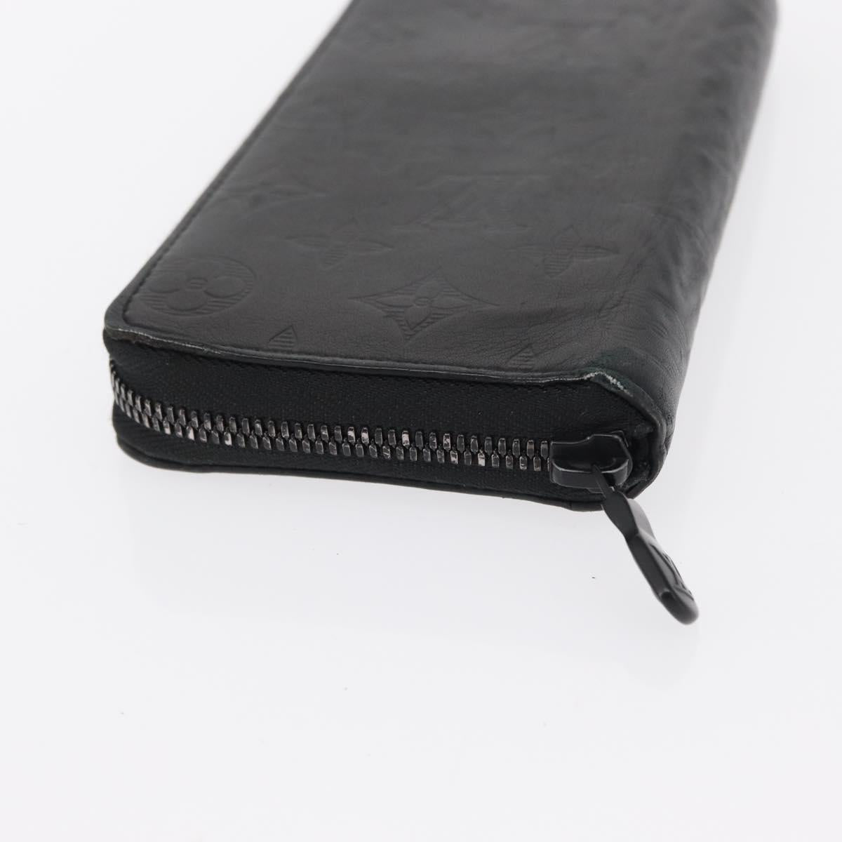 LOUIS VUITTON Monogram Shadow Zippy Wallet Vertical Black M62902 LV Auth BA9856