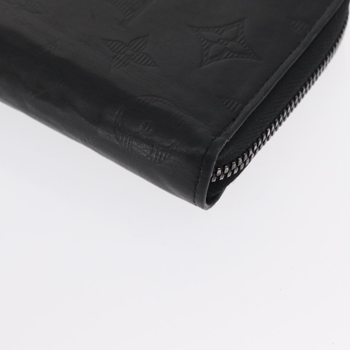 LOUIS VUITTON Monogram Shadow Zippy Wallet Vertical Black M62902 LV Auth BA9856