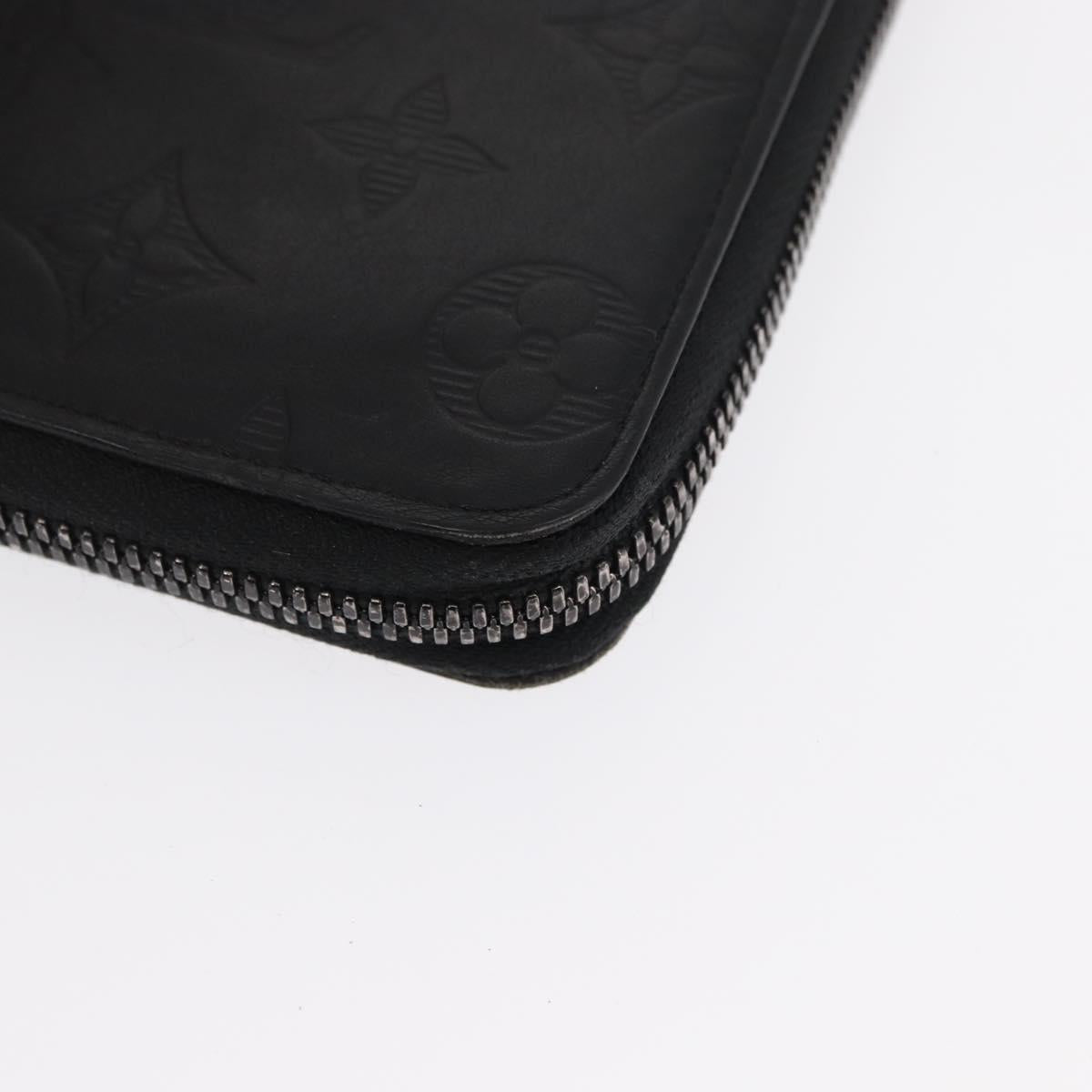 LOUIS VUITTON Monogram Shadow Zippy Wallet Vertical Black M62902 LV Auth BA9856
