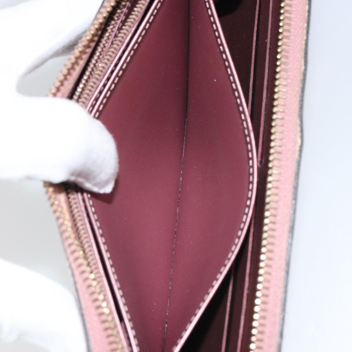 LOUIS VUITTON Monogram Vernis Zippy Wallet Rose Pearl M69796 LV Auth BA9857