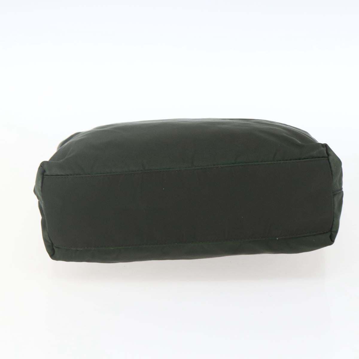 PRADA Hand Bag Nylon Khaki Silver Auth BA9861