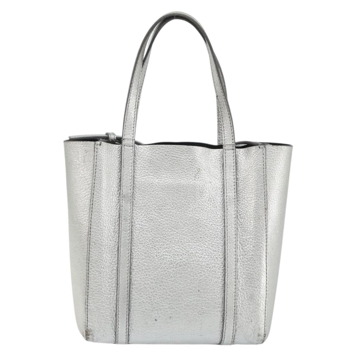 BALENCIAGA Everyday Tote XXS Shoulder Bag Leather 2way Silver 55185 Auth BA9862