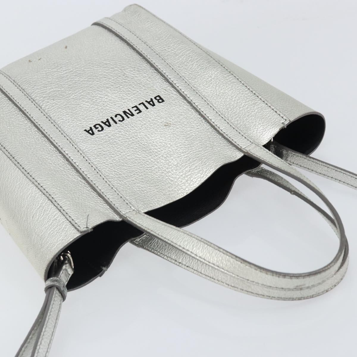 BALENCIAGA Everyday Tote XXS Shoulder Bag Leather 2way Silver 55185 Auth BA9862
