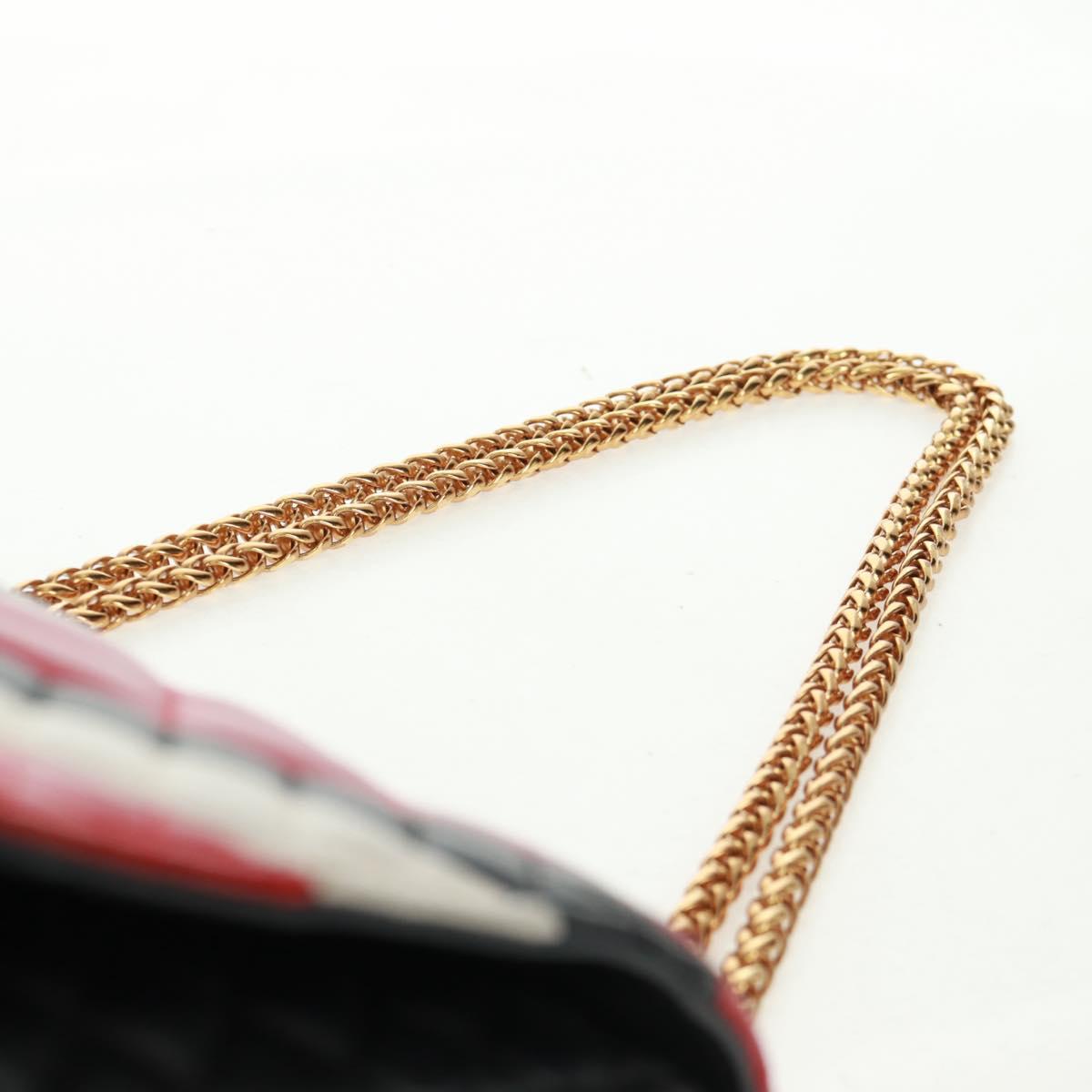 Gianni Versace Chain Shoulder Bag Leather Black Gold Auth BA9863V