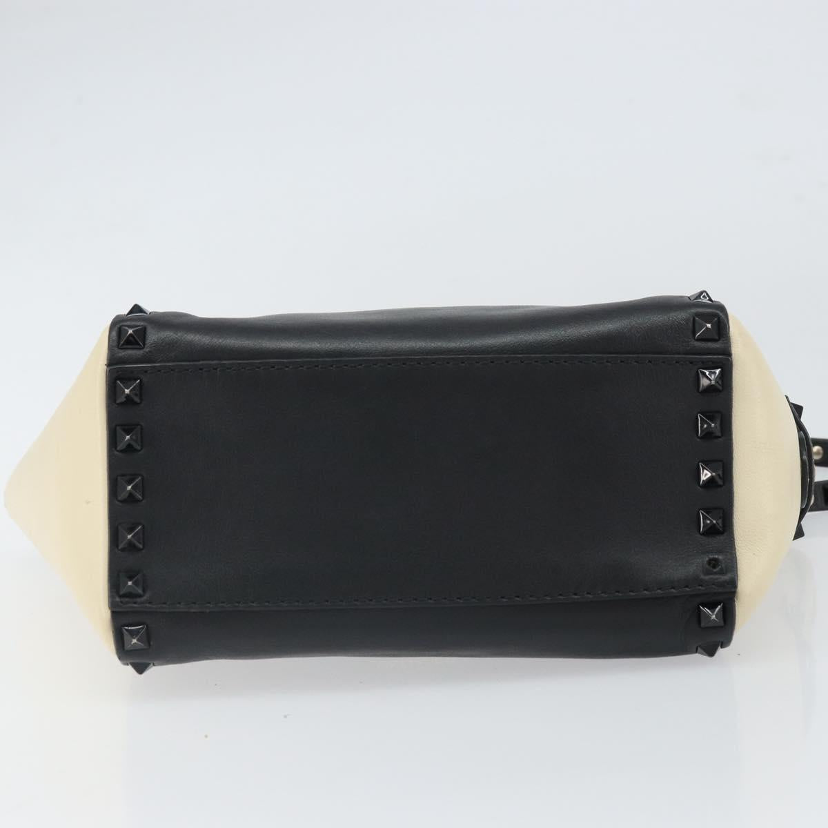 VALENTINO Hand Bag Leather 2way Black Gold Auth BA9864