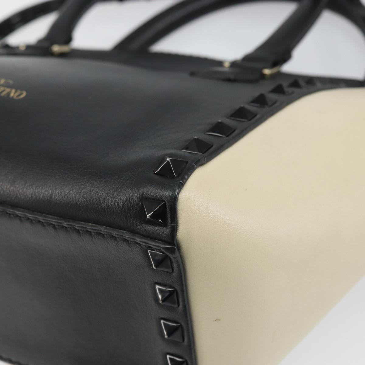 VALENTINO Hand Bag Leather 2way Black Gold Auth BA9864